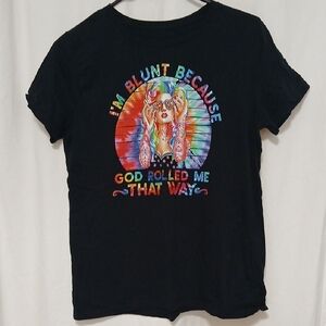 Black Graphic T-Shirt with Colorful Design